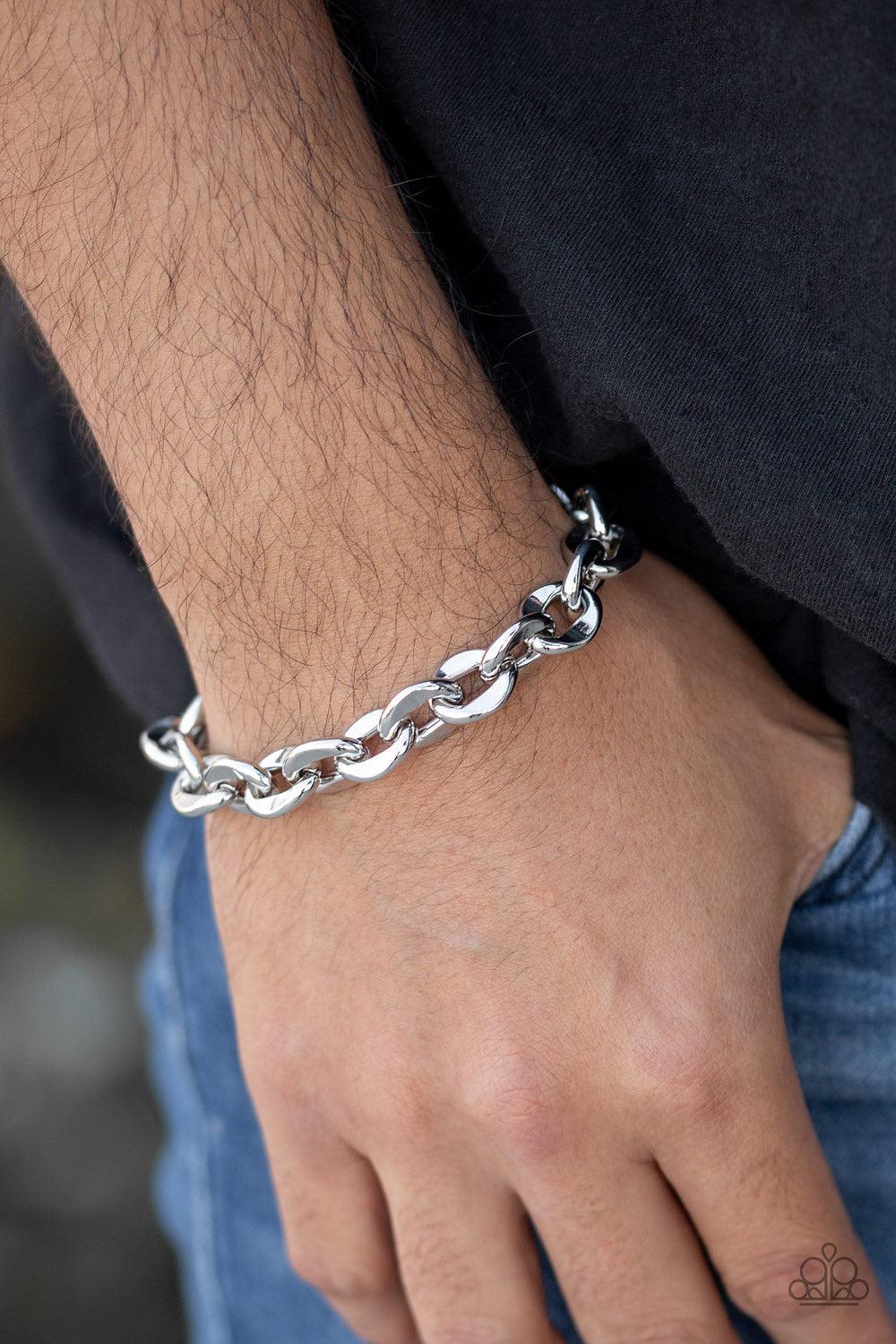 Paparazzi Accessories Step It Up - Silver Chunky silver links connect around the wrist for a statement look. Features an adjustable clasp closure. Jewelry