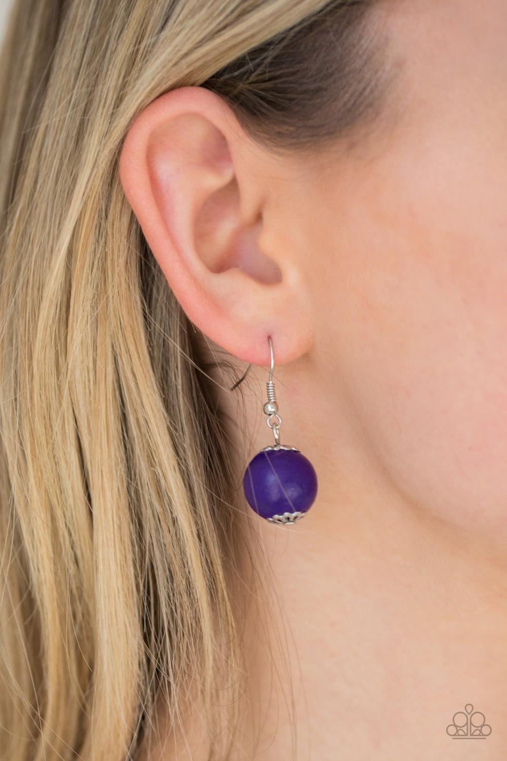 Paparazzi Accessories Summer Breezin - Purple A variety of purple wooden beads are threaded along a brown string draped across the chest for a summery flair. Jewelry