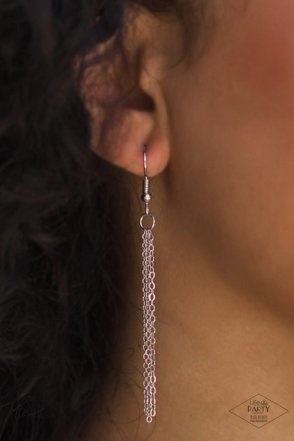 Paparazzi Accessories We Found Love ~White A dainty silver infinity charm swoops below the collar, spelling out the word “Love” in its bottom corner. Dainty silver chains loop around the airy charm, completing the delicate design. Features an adjustable c