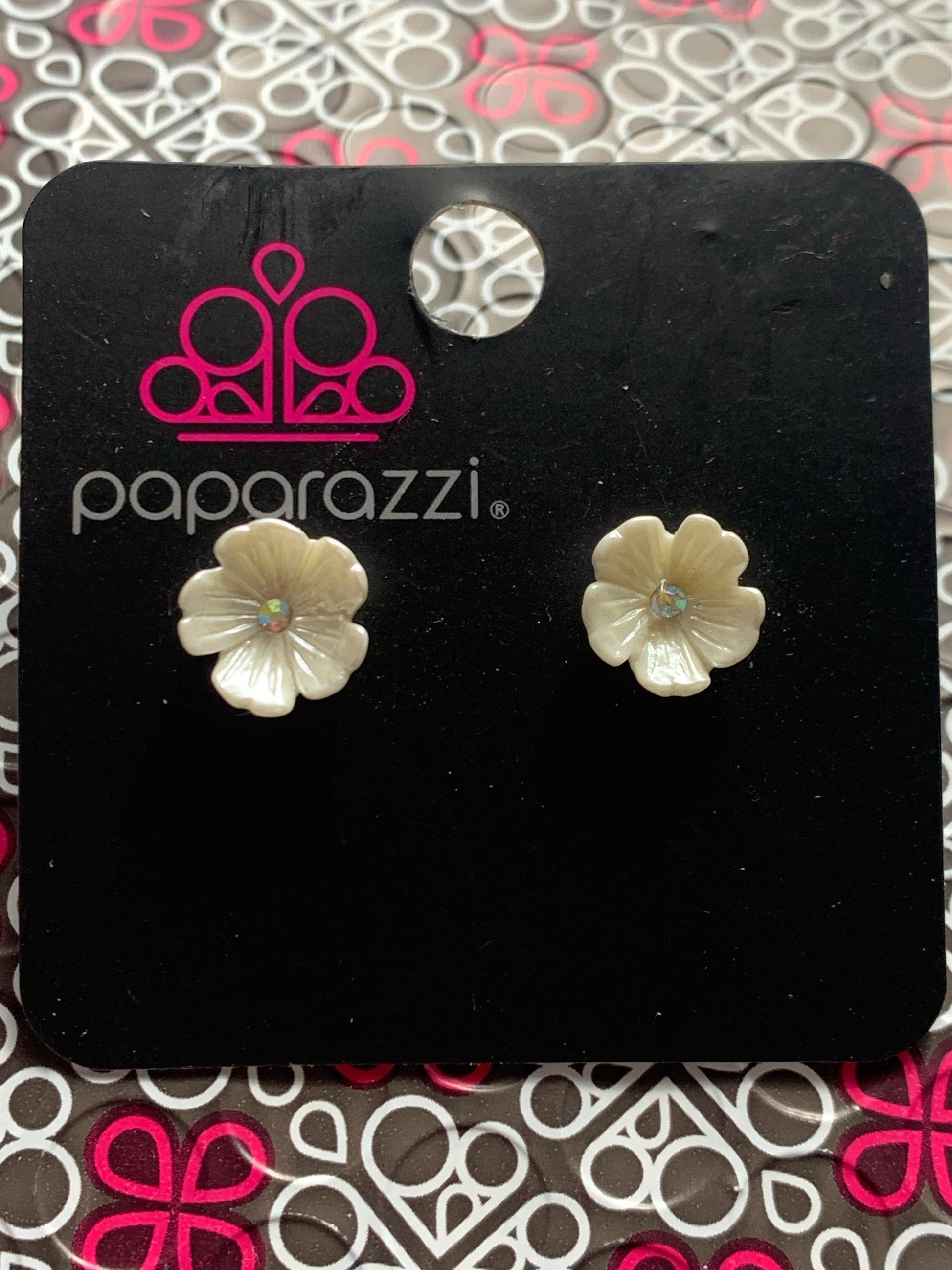 Paparazzi Accessories Starlet Shimmer Earrings: #13 - White Jewelry
