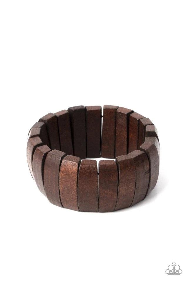 Paparazzi Accessories Raise the Barbados ~Brown A bold collection of brown wooden beads are threaded along stretchy bands around the wrist for a colorful display. Jewelry
