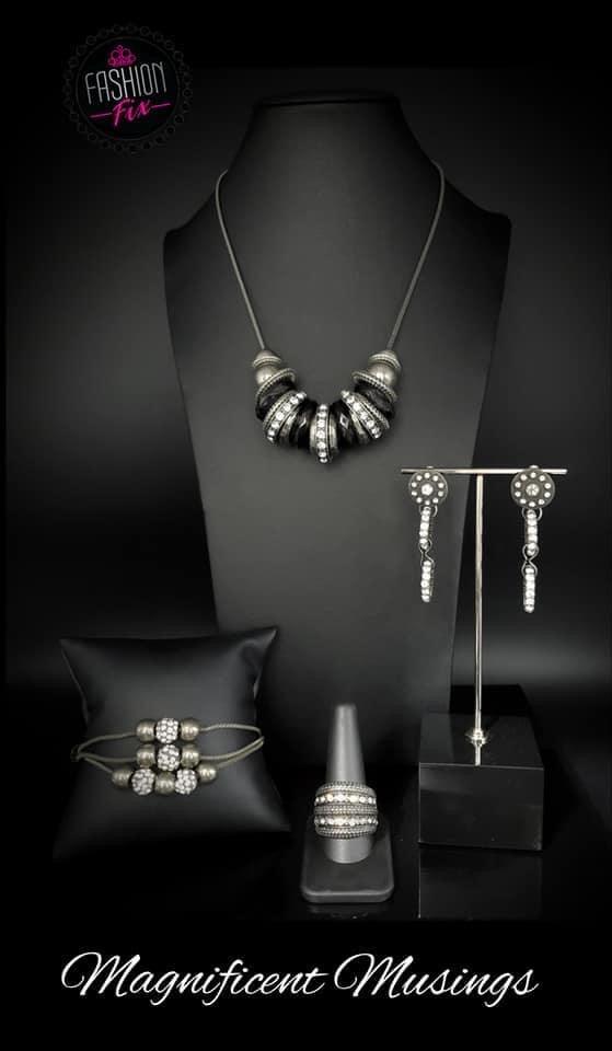 Paparazzi Accessories Magnificent Musings: FF February 2020 Inspired by the magnificent Mile in Chicago, the Magnificent Musings trend blend mixes classic trends with urban elements giving it an industrial vibe. The four piece set includes one of each acc