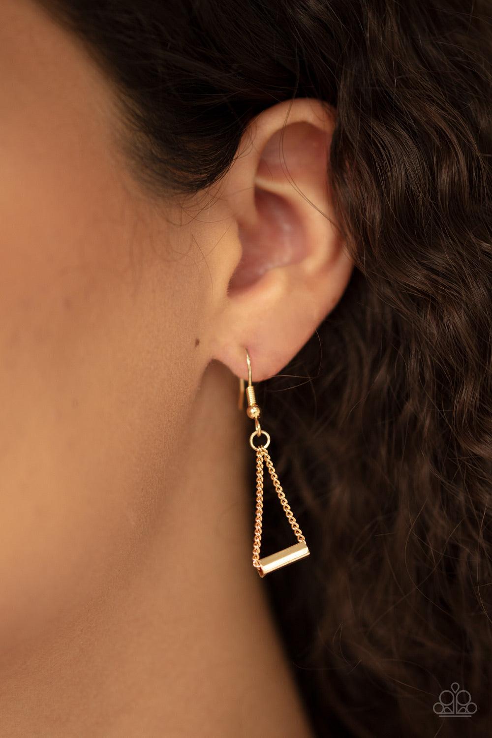 Paparazzi Accessories A Pipe Dream - Gold A collection of square rods slide along two dainty gold chains below the collar, creating edgy metallic layers. Features an adjustable clasp closure. Jewelry