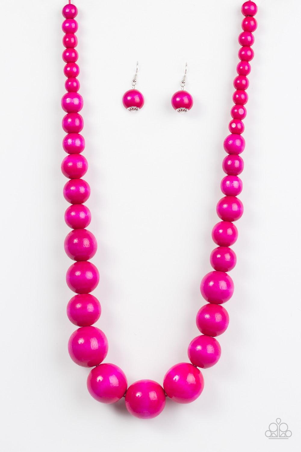 Paparazzi Accessories Effortlessly Everglades - Pink Gradually increasing in size near the center, vivacious pink wooden beads are threaded along a pink string for a summery look. Features an adjustable sliding knot closure. Jewelry