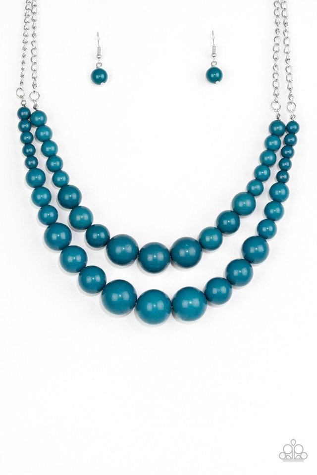 Paparazzi Accessories Full BEAD Ahead - Blue Gradually increasing in size near the center, strands of shiny blue beads layer below the collar in a bold beaded fashion. Features an adjustable clasp closure. Jewelry