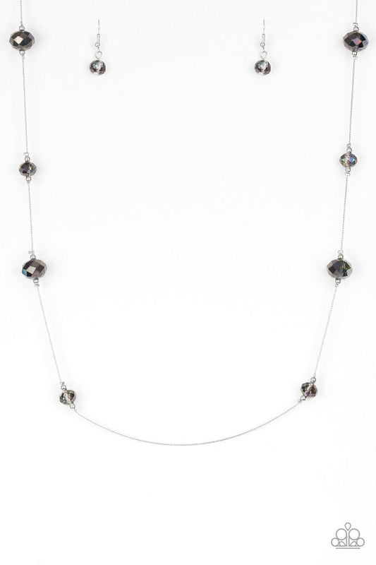 Paparazzi Accessories Champagne On The Rocks - Multi Infused with dainty silver accents, iridescent crystal-like beads trickle along a dainty silver chain across the chest for a refined look. Features an adjustable clasp closure. Sold as one individual ne