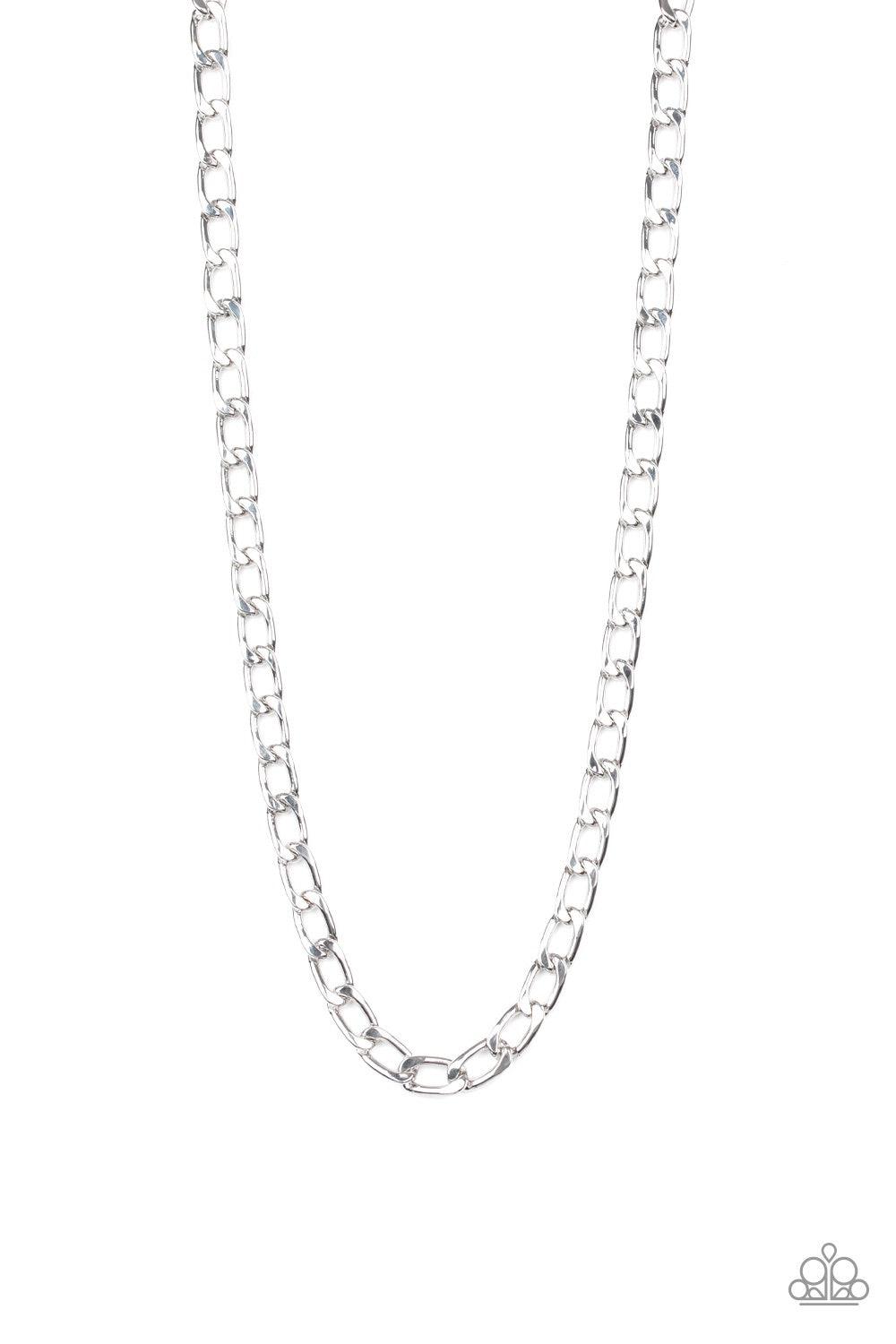 Paparazzi Accessories Big Win - Silver A thick silver beveled cable chain drapes across the chest for a classic look. Features an adjustable clasp closure. Jewelry