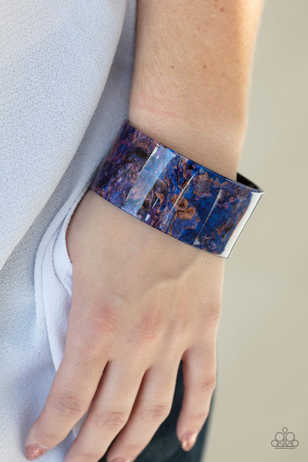 Paparazzi Accessories Marbled Mystique - Multi Featuring a faux marble finish, a thick acrylic cuff curls across the wrist for a colorfully retro look. Jewelry