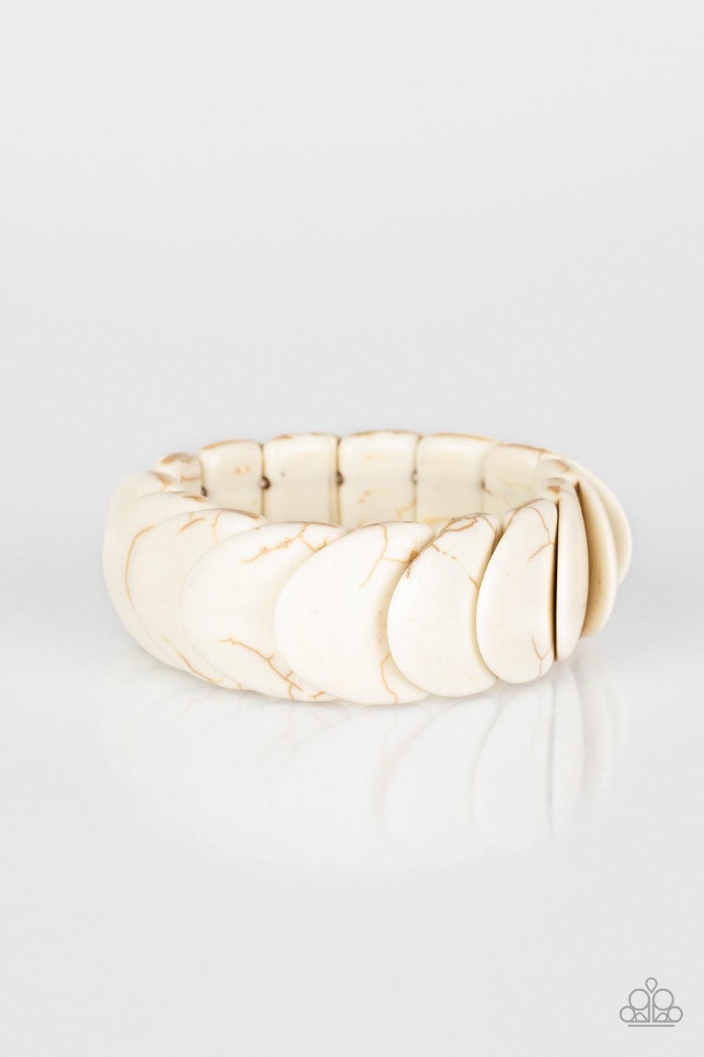 Paparazzi Accessories Normadic Nature - White Overlapping white stones are threaded along stretchy bands around the wrist for an artisan inspired look. Jewelry