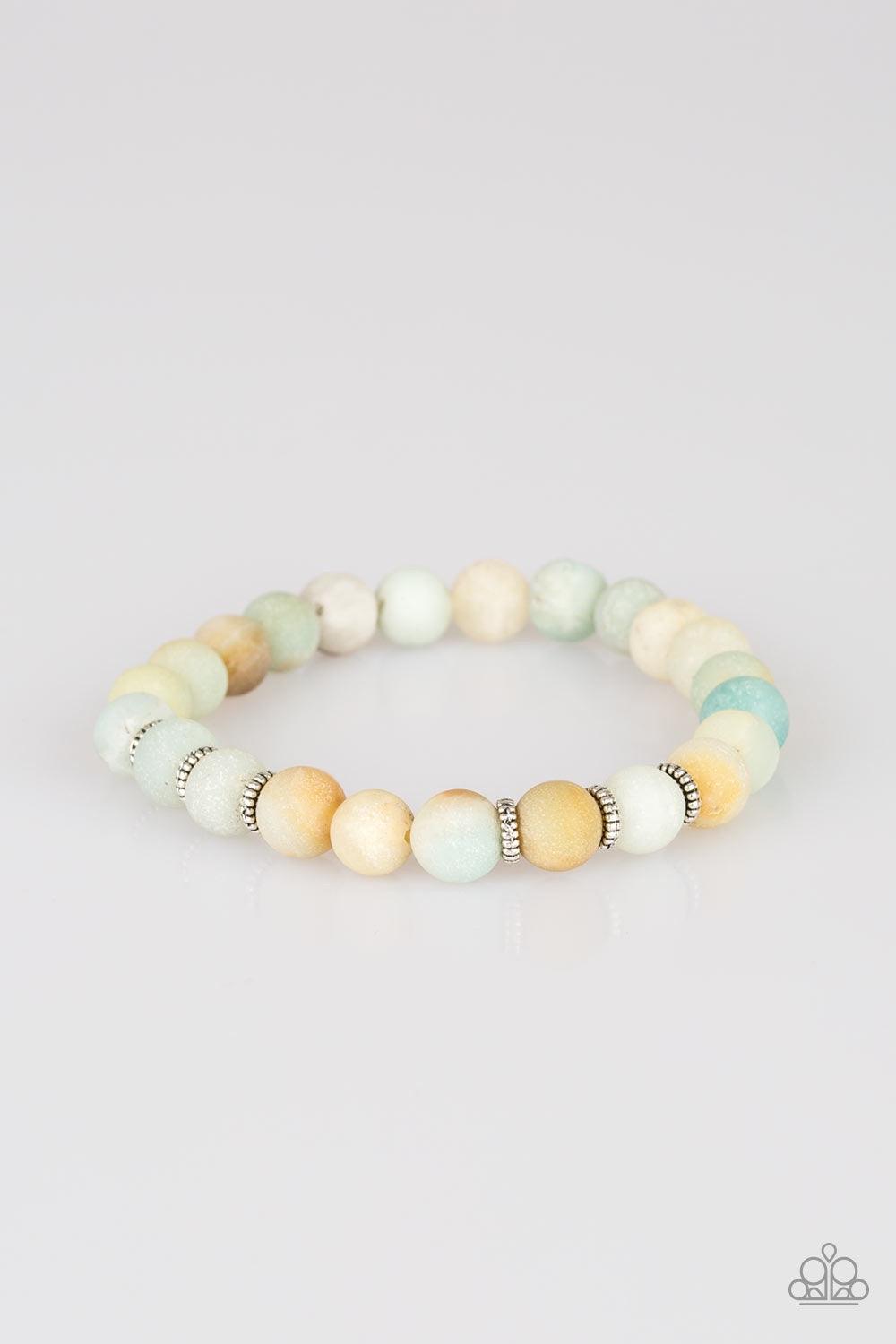 Paparazzi Accessories Take A Breath - Multi A collection of natural stones and dainty silver accents are threaded along a stretchy band for a seasonal look. Jewelry