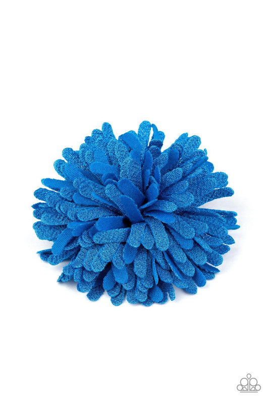 Paparazzi Accessories Neon Garden - Blue Textured neon blue petals layer into a bouncy blossom for a vibrant fashion. Features a standard hair clip on the back. Sold as one individual hair clip. Hair Accessories