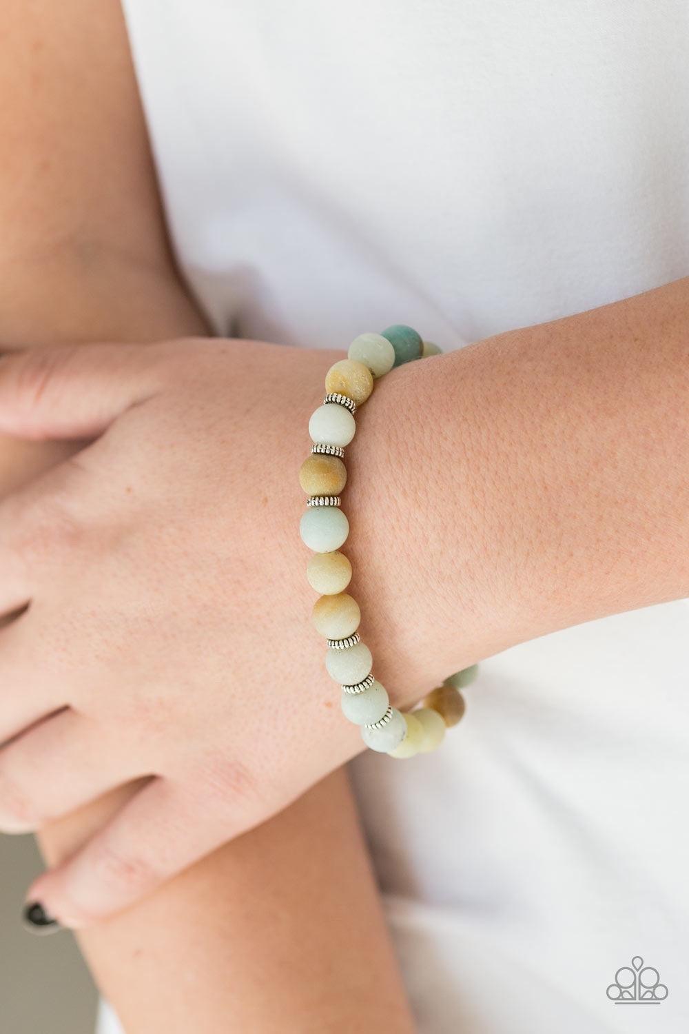 Paparazzi Accessories Take A Breath - Multi A collection of natural stones and dainty silver accents are threaded along a stretchy band for a seasonal look. Jewelry