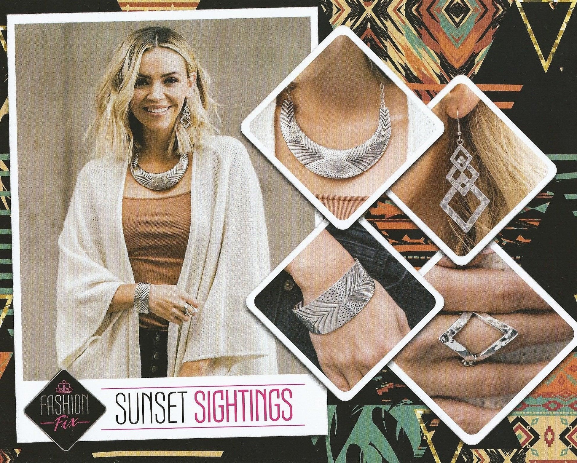 Paparazzi Accessories Sunset Sitings: FF December 2019 Trendsetters are sure to gravitate towards the accessories found in the Sunset Sightings collection. Featuring more drastic designs, bold colors, and funky combinations found outside the box, the piec