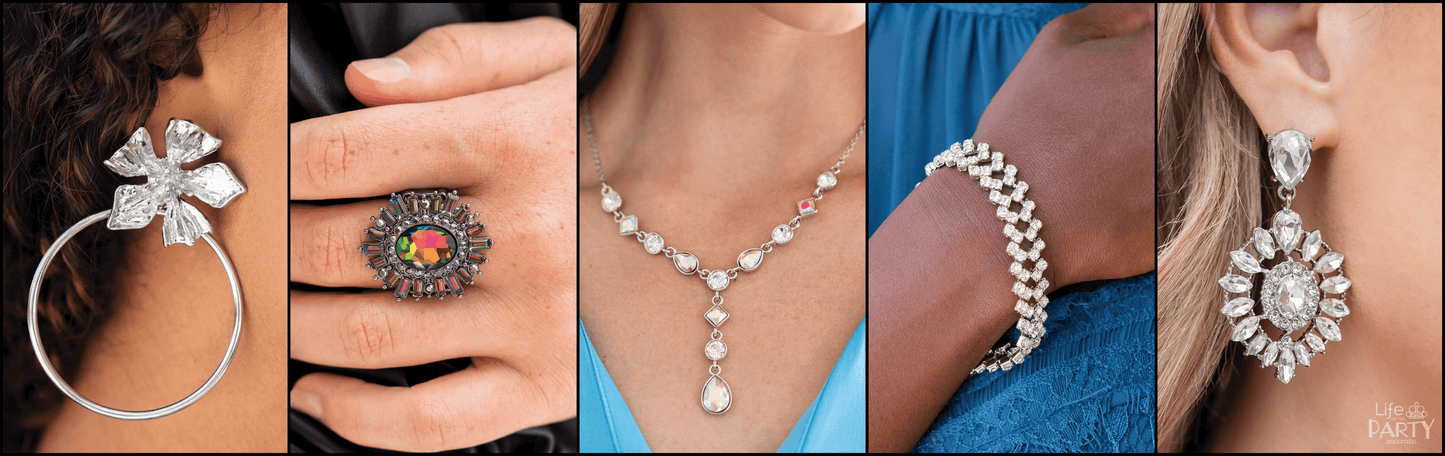 Paparazzi Accessories Life of The Party: August 2022 1-Forget the Crown Necklace 1-My Good LUXE Charm Earrings 1-Astral Attitude Ring 1-Seize the Sizzle Bracelet 1-Buttercup Bliss Earrings Jewelry Sets