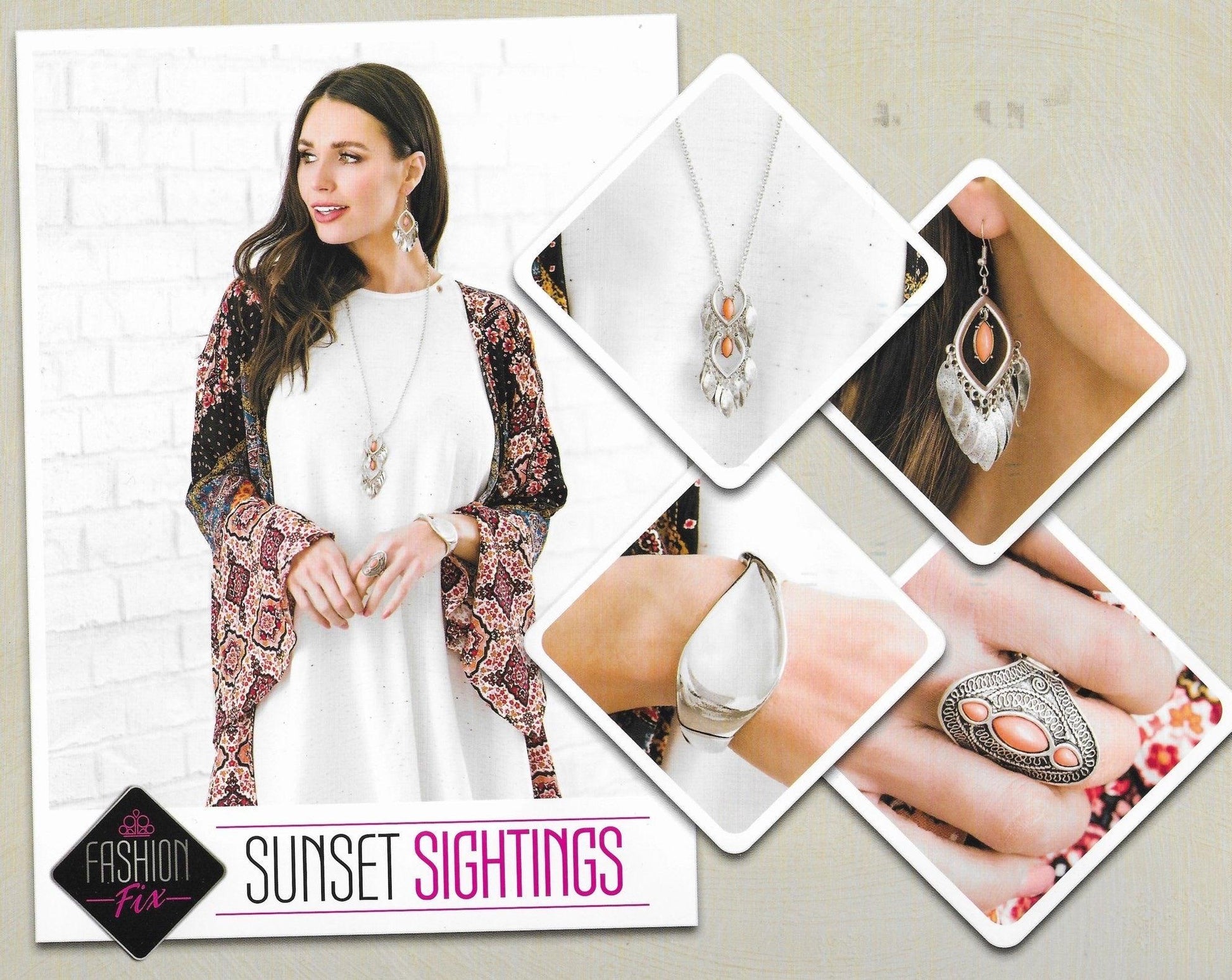 Paparazzi Accessories Sunset Sightings: FF April 2020 Trendsetters are sure to gravitate towards the accessories found in the Sunset Sightings collection. Featuring more drastic designs, bold colors, and funky combinations found outside the box, the piece