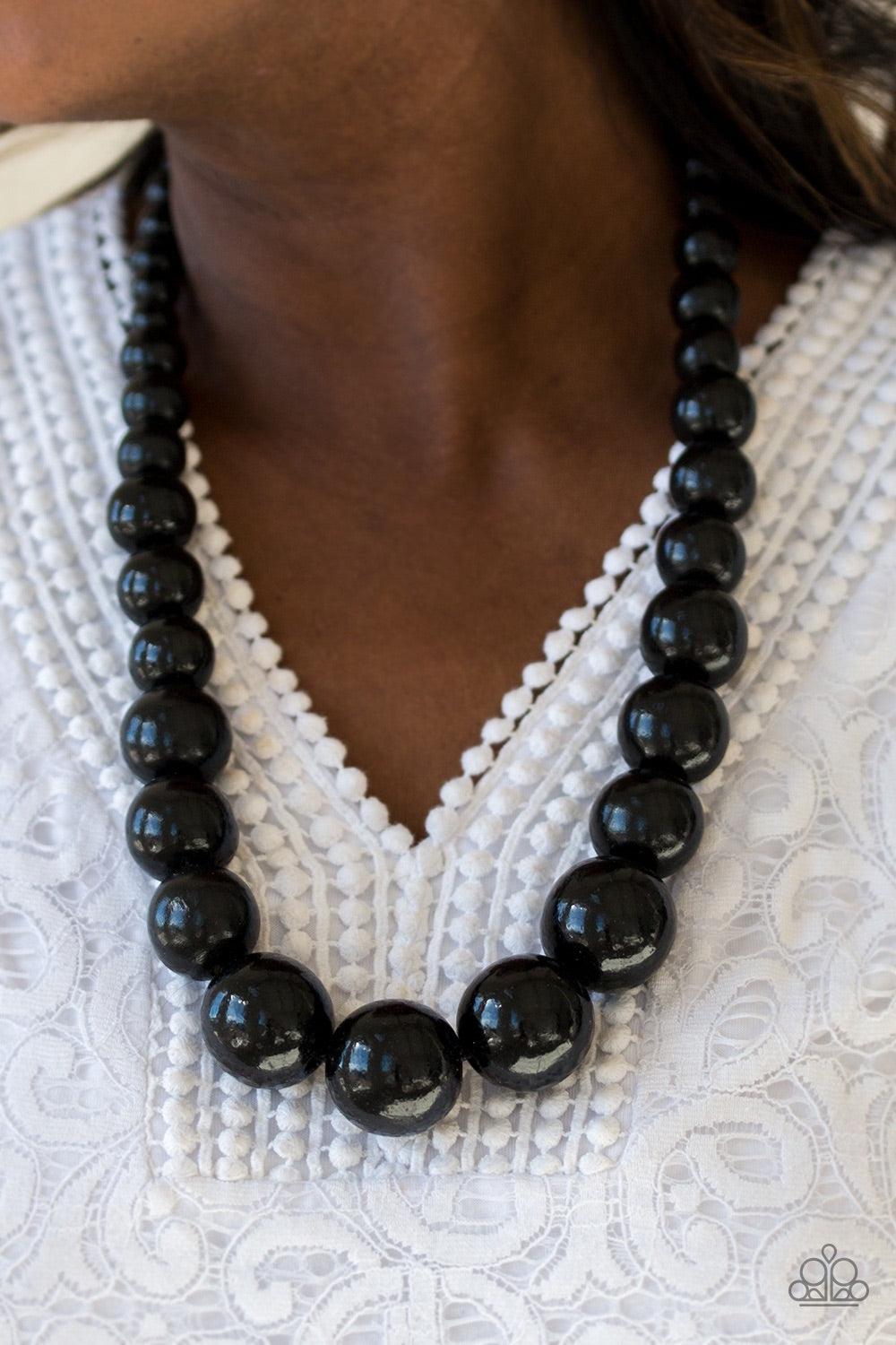Paparazzi Accessories Effortlessly Everglades - Black Gradually increasing in size near the center, refreshing black wooden beads are threaded along a black string for a summery look. Features an adjustable sliding knot closure. Jewelry