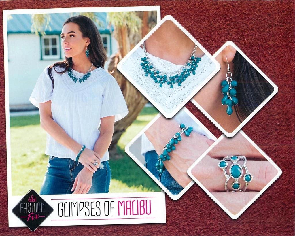 Paparazzi Accessories Glimpse of Malibu: FF September 2018 The Glimpses of Malibu collection was created with inspiration from the styles of Malibu, CA. Styles in this Trend Blend will feature fun, livable fashion with an upscale flavor. The color are usu