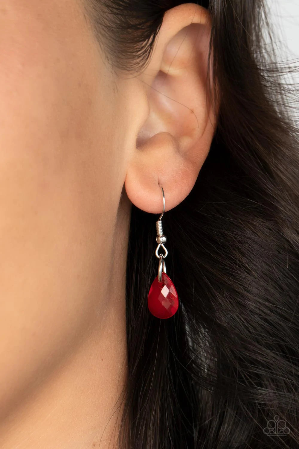 Paparazzi Accessories Crystal Cabaret - Red Opaque trestles of glassy Poinciana teardrop beads colorfully cascade from a classic silver chain below the collar, creating a mystical fringe. Features an adjustable clasp closure. Sold as one individual neckla