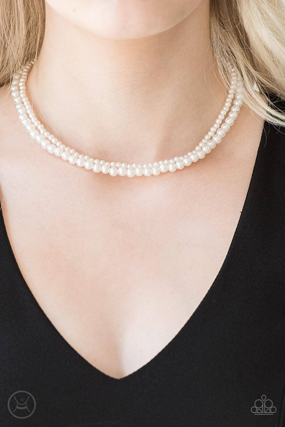 Paparazzi Accessories Ladies Choice - White Varying in size, two strands of dainty white pearls wrap around the neck for a refined look. Features an adjustable clasp closure. Jewelry