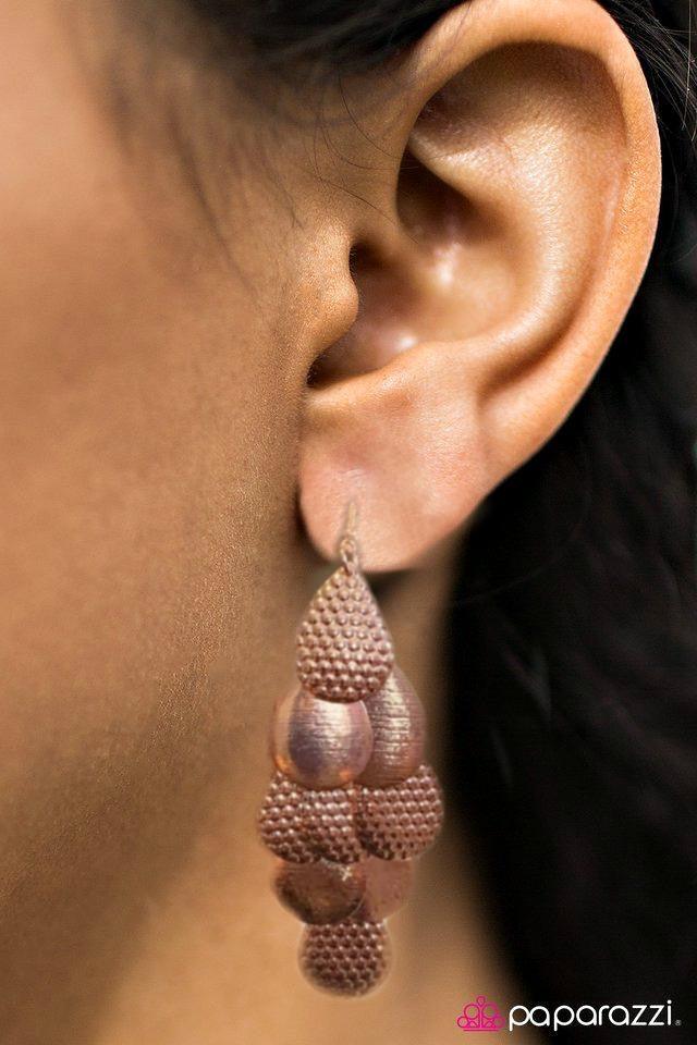 Paparazzi Accessories Chime Time - Copper Embossed in bumpy and textured patterns, copper teardrops hang from a standard fishhook fitting. Jewelry