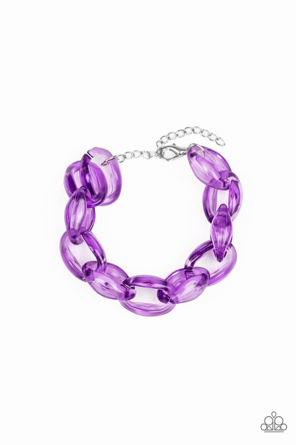 Paparazzi Accessories Ice Ice Baby - Purple Glassy purple links connect around the wrist, creating a colorfully, modern chain. Features an adjustable clasp closure. Jewelry