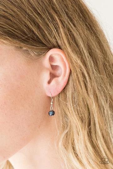 Paparazzi Accessories Yacht Tour - Blue Metallic blue crystal-like beads swing from two layers of oversized silver links below the collar for a refined look. Features an adjustable clasp closure. Sold as one individual necklace. Includes one pair of match