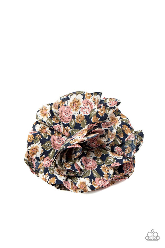 Paparazzi Accessories Springtime Sensation - Multi Featuring a colorful floral pattern, silky petals gather into a plush blossom for a seasonal fashion. Features a standard hair clip. Sold as one individual hair clip. Hair Accessories