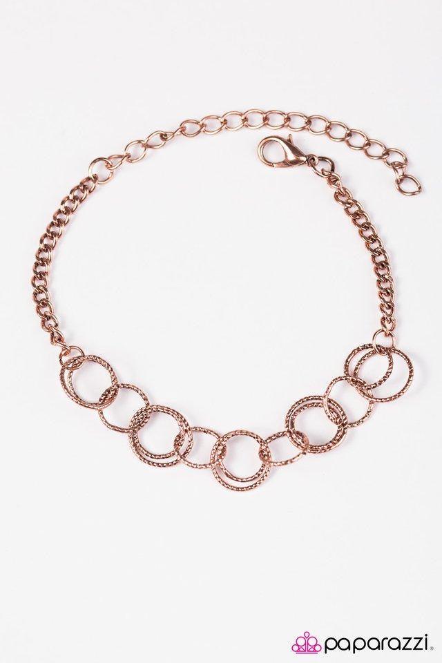 Paparazzi Accessories Team RINGLEADER - Copper Delicately etched in radiant textures, dainty copper rings join around the wrist in a dizzying fashion. Features an adjustable clasp closure. Jewelry
