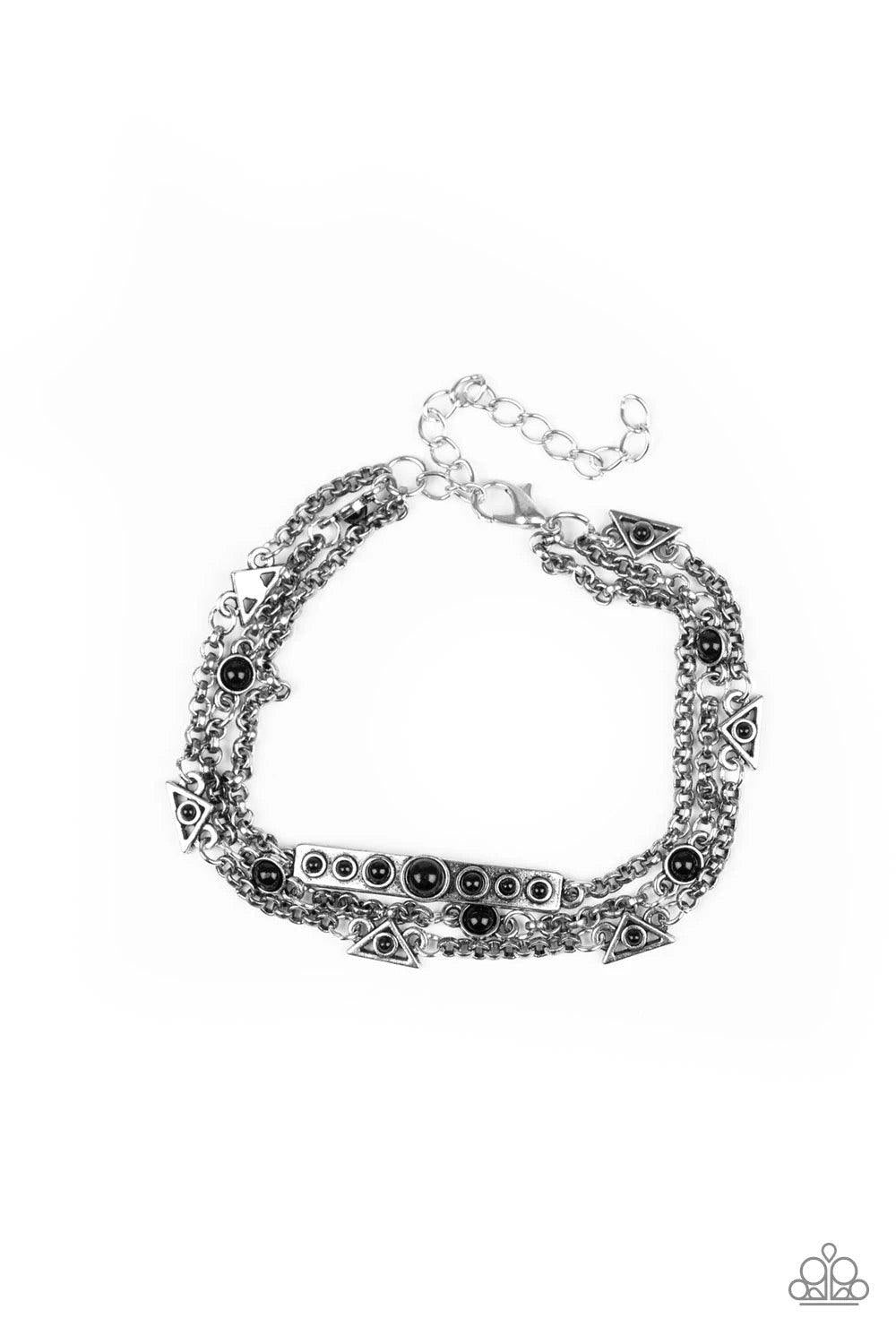 Paparazzi Accessories No Means NOMAD - Black A dramatic collection of oversized white pearls and textured copper rings interconnect across the chest, creating a bold display of refinement. Features an adjustable clasp closure. Jewelry