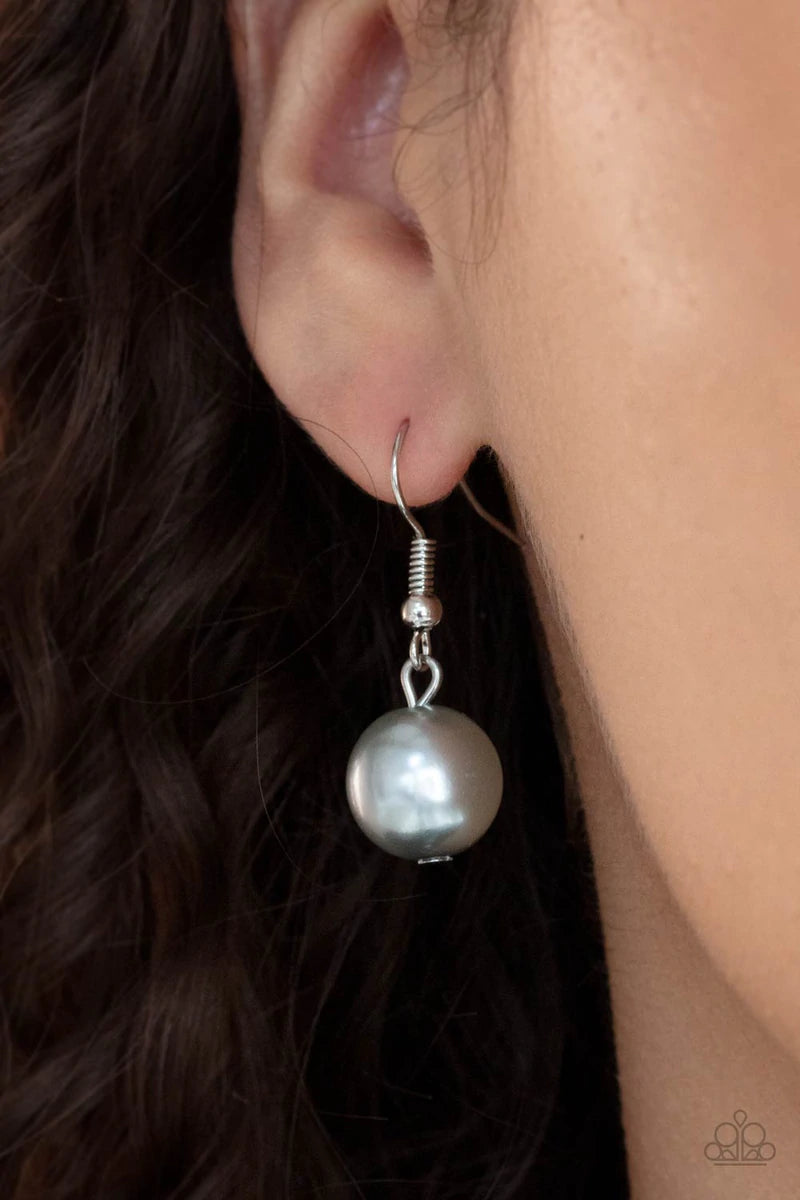 Paparazzi Accessories New Age Novelty - Silver Sections of bold silver links, oversized silver pearls, and , metallic flecked crystal-like beads haphazardly connect below the collar, creating a dramatic display. Features an adjustable clasp closure. Sold