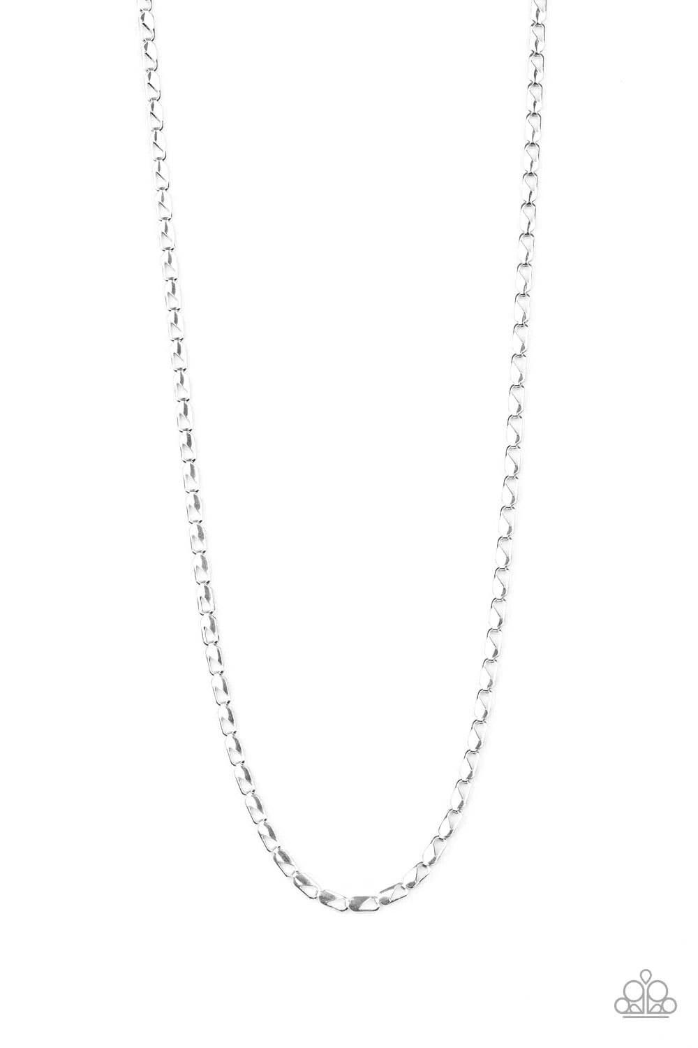 Paparazzi Accessories Free Agency - Silver Featuring clasp-like links, an ornate silver chain drapes across the chest for a causal look. Features an adjustable clasp closure. Sold as one individual necklace. Jewelry