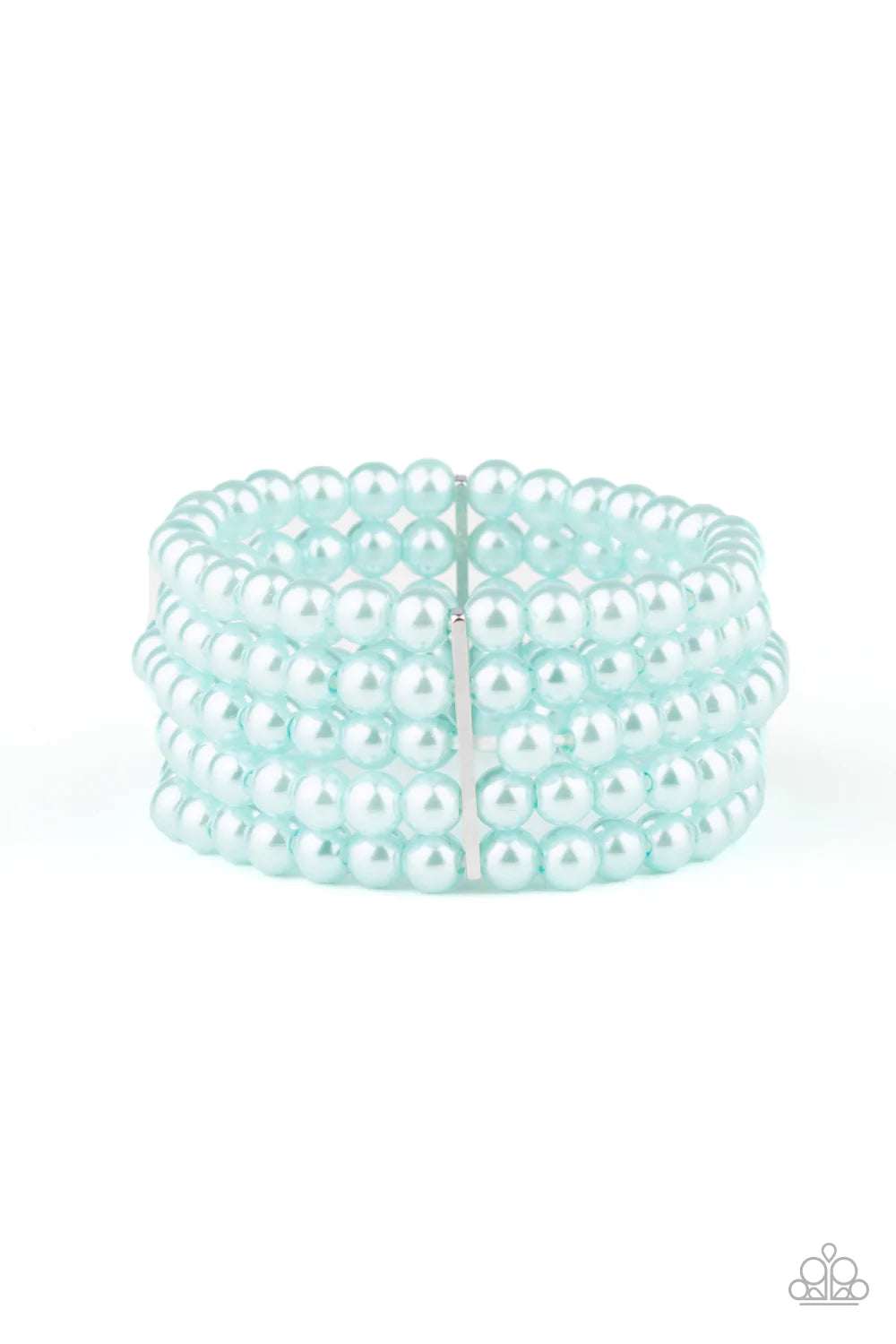 Paparazzi Accessories Pearl Bliss - Blue Threaded through glistening silver fittings, strand after strand of dainty blue pearls are threaded along stretchy bands around the wrist for a timelessly stacked look. Sold as one individual bracelet. Bracelets