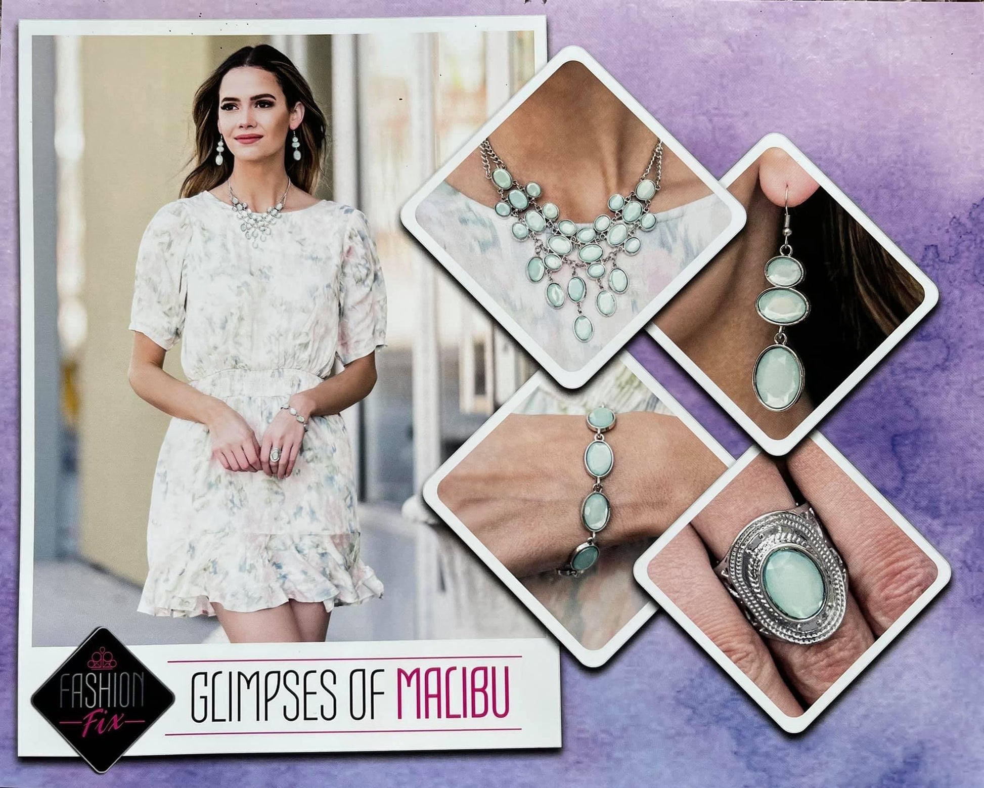 Paparazzi Accessories Glimpses of Malibu: FF May 2021 The Glimpses of Malibu collection was created with inspiration from the styles of Malibu, CA. Styles in this Trend Blend will feature fun, livable fashion with an upscale flavor. The colors are usually
