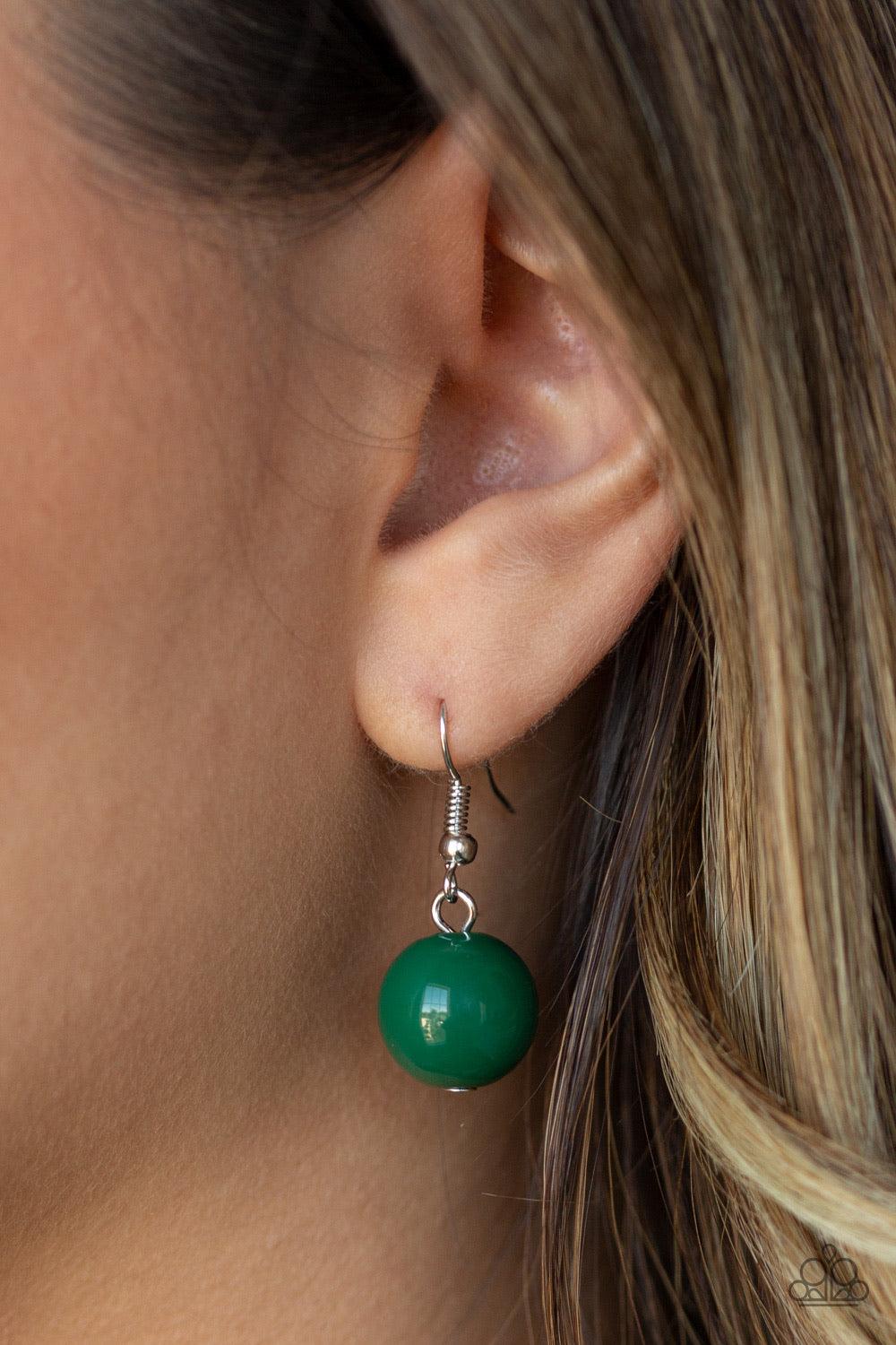 Paparazzi Accessories Poppin Popularity - Green Infused with dainty Eden beads, round Eden beads trickle into bold oval beads, creating a bold pop of color below the collar. Features an adjustable clasp closure. Jewelry