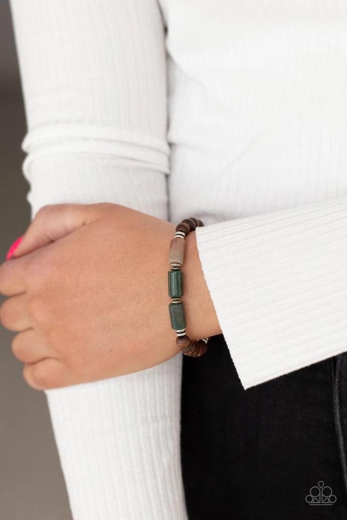 Paparazzi Accessories ZEN Most Wanted - Brown Colorful stone beads, silver accents, and earthy wooden beads are threaded along stretchy bands around the wrist for a seasonal flair. Sold as one individual bracelet. Jewelry