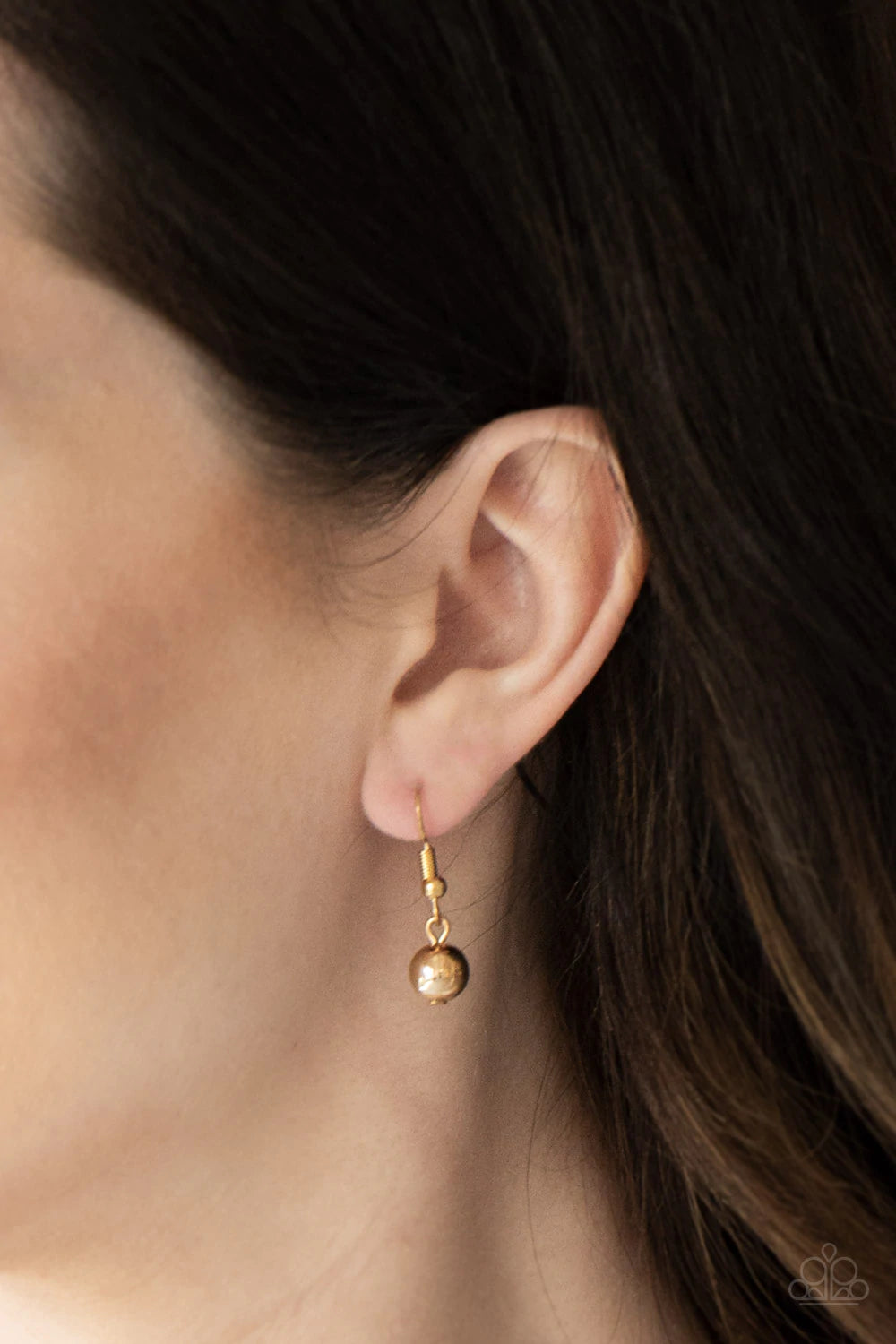 Paparazzi Accessories Ever Rebellious - Gold Glistening gold chains and strands of black crystal-like beads and glistening gold beads stream from the bottom of a bold gold chain, creating a sassy fringe below the collar. Features an adjustable clasp closu