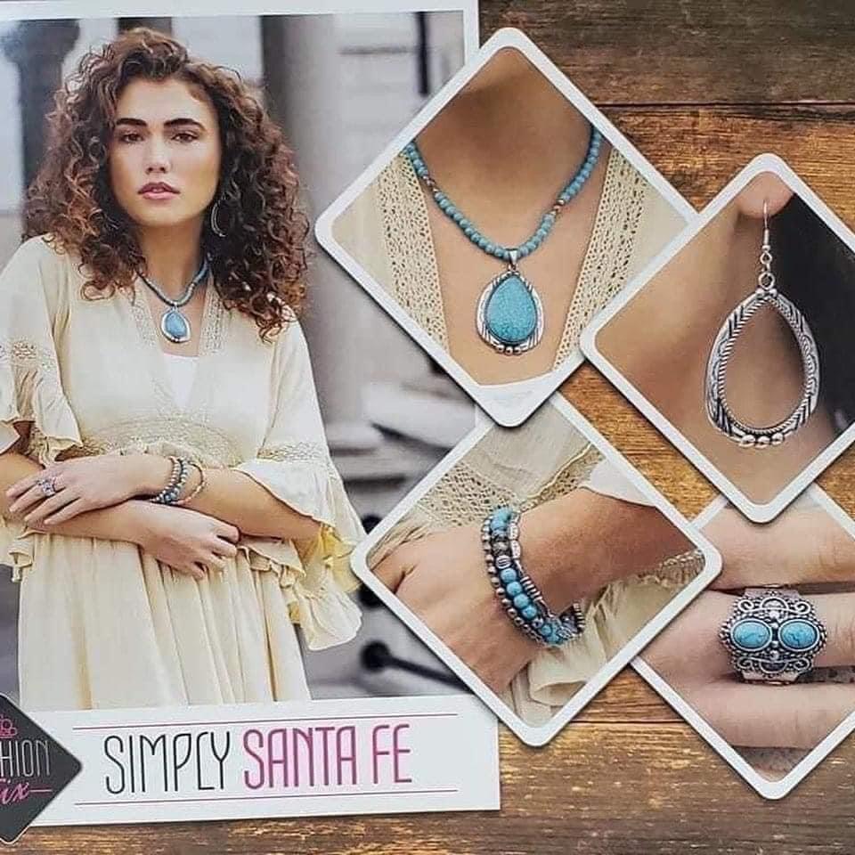 Paparazzi Accessories Simply SantaFe: February 2021 FF Earthy, desert-inspired designs are what the Simply Santa Fe collection is all about. Natural stones, indigenous patterns, and vibrant colors of the Southwest are sprinkled throughout this trendy coll