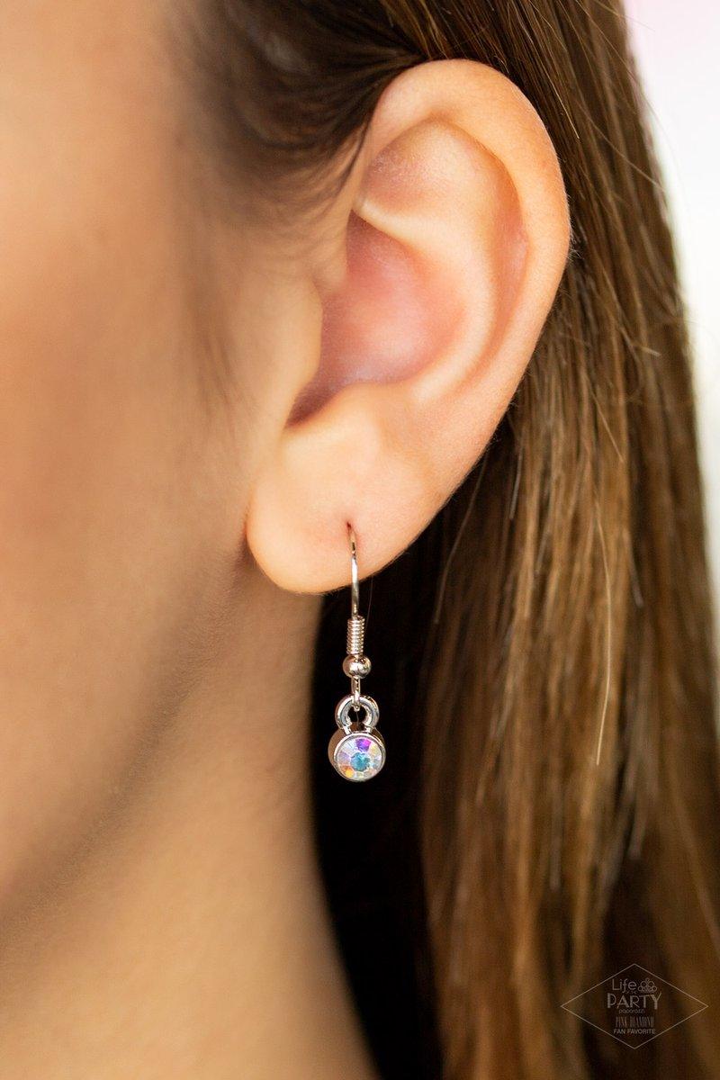 Paparazzi Accessories Royal Rendezvous ~Multi Featuring regal marquise style cuts, glittery iridescent rhinestones trickle along a shimmery silver chain below the collar. A dramatic teardrop rhinestone drips from the center, creating a breathtaking pendan