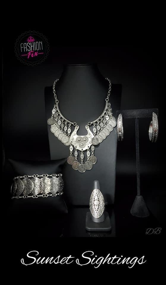 Paparazzi Accessories Sunset Sitings: FF September 2019 Trendsetters are sure to gravitate towards the accessories found in the Sunset Sightings collection. Featuring more drastic designs, bold colors, and funky combinations found outside the box, the pie