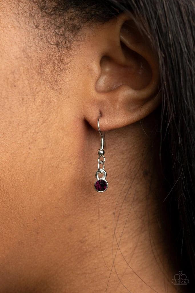 Paparazzi Accessories Regal Society - Purple Glittery purple rhinestones link a dainty row of silver rings below the collar, creating a regal minimalist inspired display. Features an adjustable clasp closure. Sold as one individual necklace. Includes one