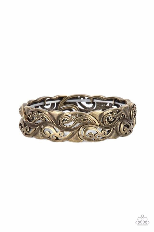 Paparazzi Accessories Paisley Portica - Brass January 2023 FF Exclusive Jewelry