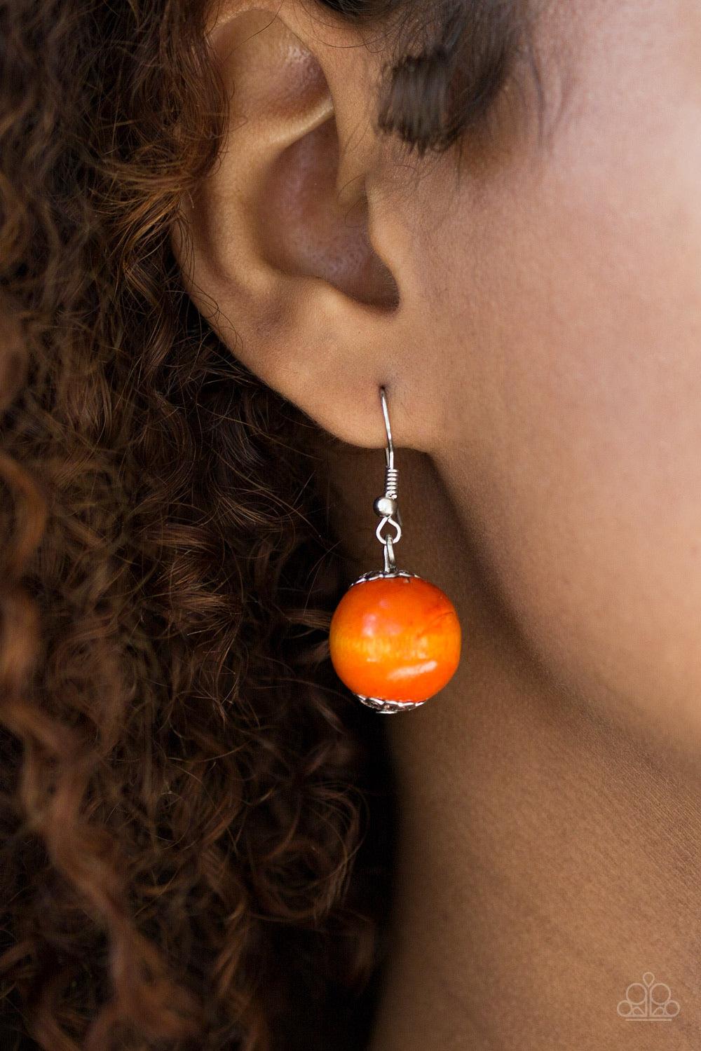 Paparazzi Accessories Effortlessly Everglades ~Orange Gradually increasing in size near the center, vivacious orange wooden beads are threaded along an orange string for a summery look. Features an adjustable sliding knot closure.