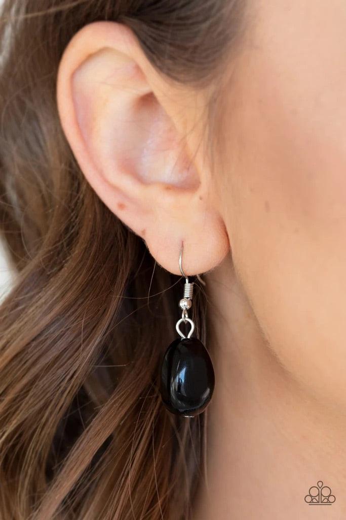 Paparazzi Accessories Take The COLOR Wheel! - Black A collection of round and faceted black beads swings from the bottom of a bulky silver chain below the collar, creating a vivacious fringe. Features an adjustable clasp closure. Sold as one individual ne