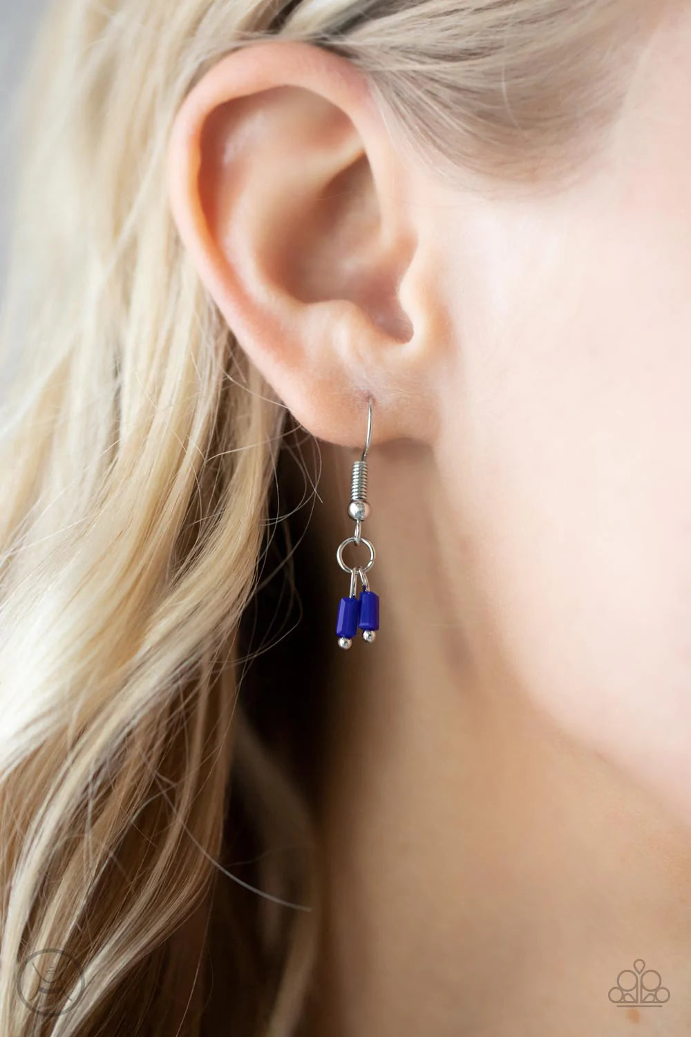 Paparazzi Accessories Urban Expo - Blue Dainty silver beads and cylindrical blue beads delicately link around the neck, creating a minimalist inspired pop of color. Features an adjustable clasp closure. Sold as one individual choker necklace. Includes one